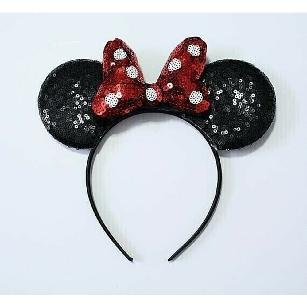 Sequin Ears Bow Headband ONE SIZE Girls Adult Hair Accessory NEW Dress Up Play